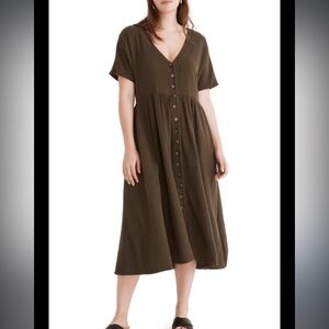 Madewell Midi Cotton Sage Green Dress